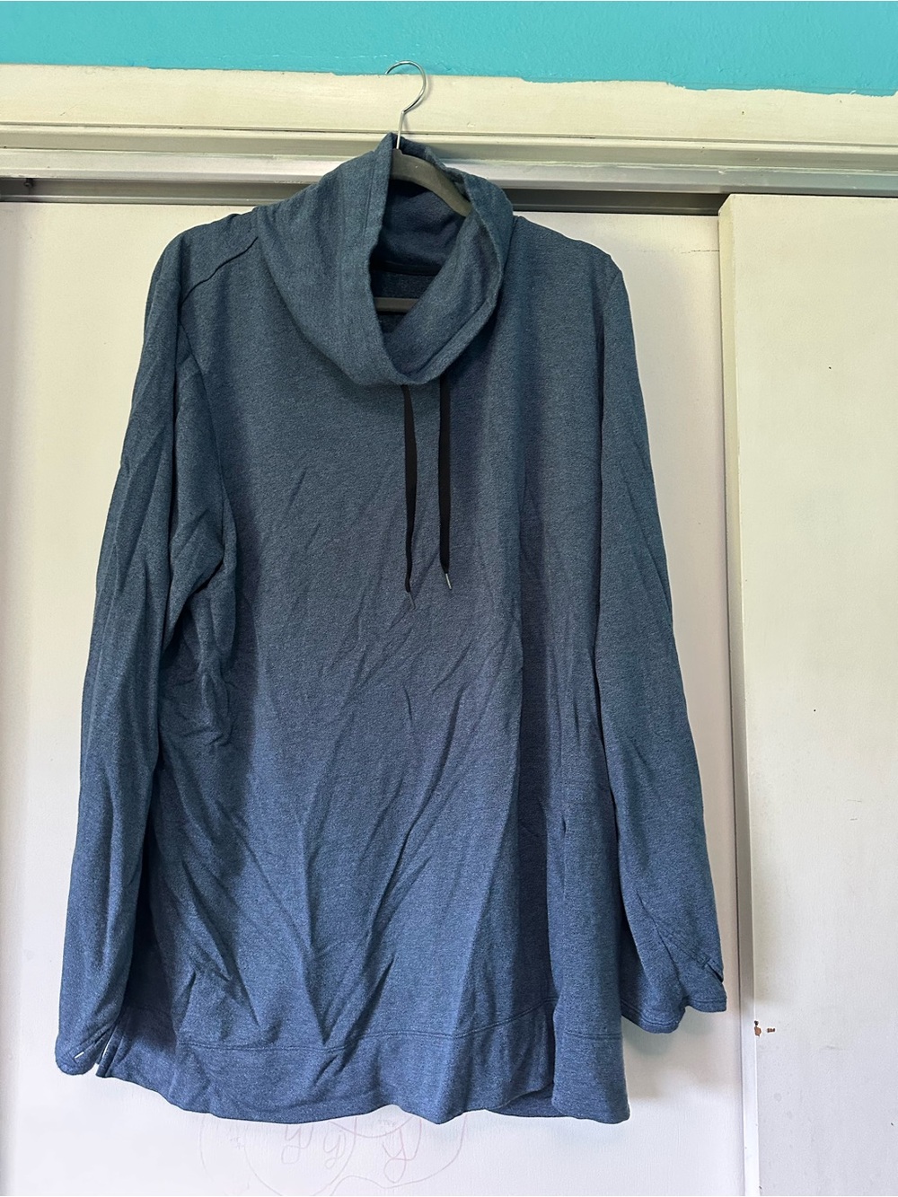 Cozy Blue Cowl Neck Women's Sweatshirt